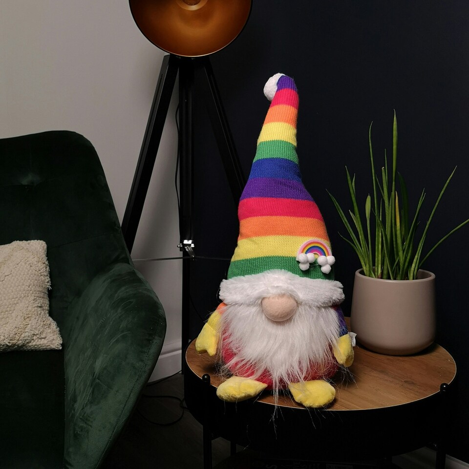 image 1 of 45cm Sitting Plush Christmas Gonk Decoration in Rainbow