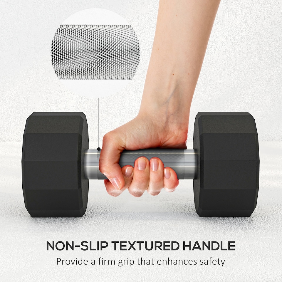 image 1 of SPORTNOW Dumbbells Weights Set with 12-Sided Shape and Non-Slip Grip, 2 x 10kg