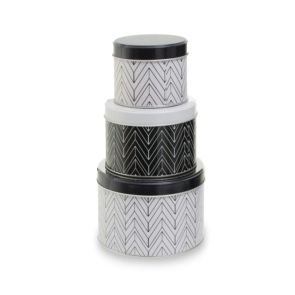 image 1 of Interiors by Premier Set Of 3 Urban Storage Tins, Contemporary Printed Metal Canisters With Lids, Ideal For Storing Snacks,