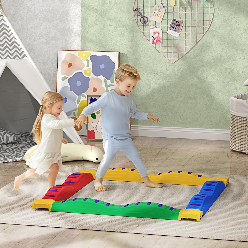 image 1 of AIYAPLAY 12-Piece Kids Balance Beam, Stepping Stones with Non-Slip Foot Pads