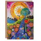 image 1 of Colourful Hippy Folk Art Flowers Sun Trees Landscape Greeting Card