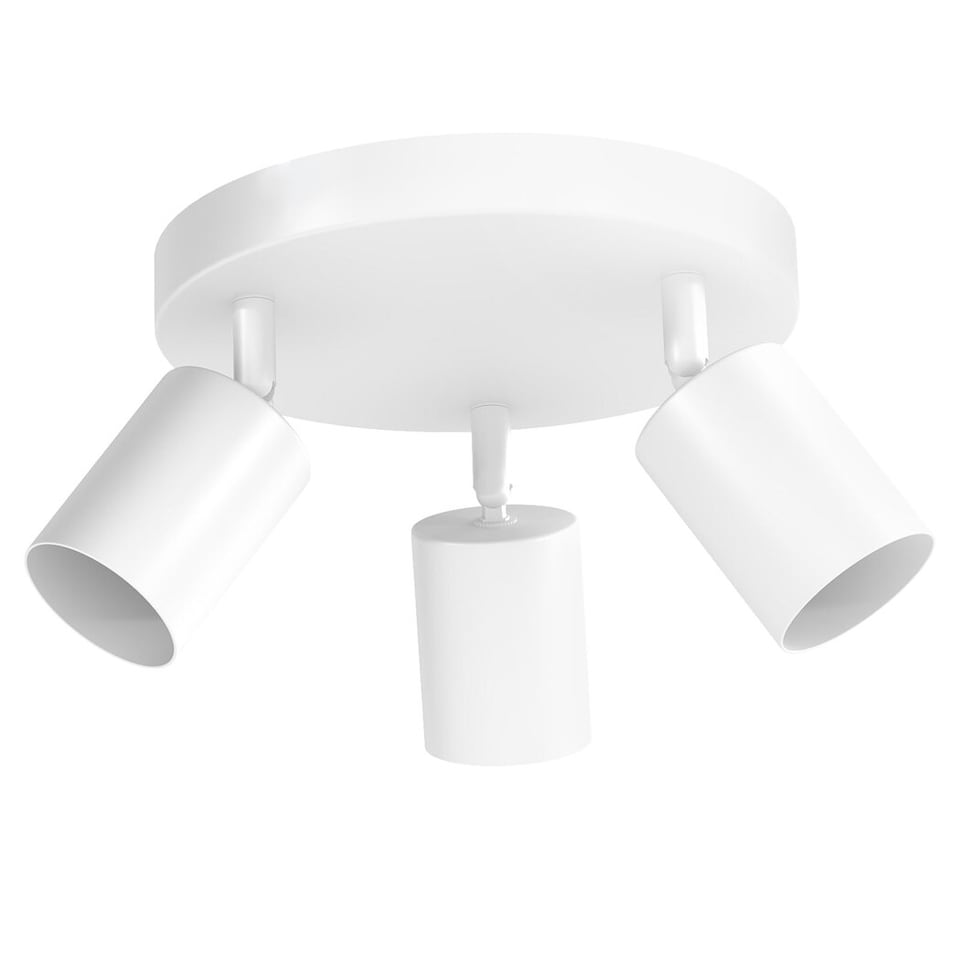 image 1 of EMITTO 3-Way Spotlight Ceiling Light Adjustable GU10 Modern White Round Base