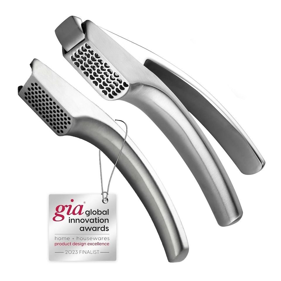 image 1 of Gourmet Easy Stainless Steel Garlic Press with Two Detachable Handles - Fine & Coarse Garlic