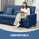 image 7 of HOMCOM Sectional Sofa Bed, L-Shaped 3 Seater Sofa Bed, Reversible Sleeper Sofa with Pull Out Couch Bed, Cushions, Fabric Futon Sofa Bed for Living Room, Blue