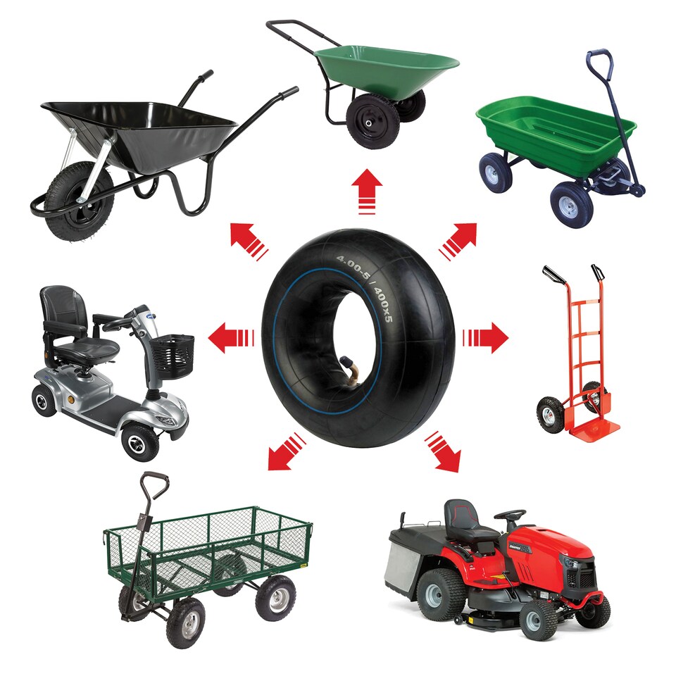 image 1 of SPARES2GO Inner Tube 4.00x5 330x100 4.00-5 Wheel Barrow Trailer Mobility Scooter Cart Pneumatic x 4
