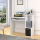 image 2 of HOMCOM Computer Desk with Sliding Keyboard Tray Storage Drawer Shelf White
