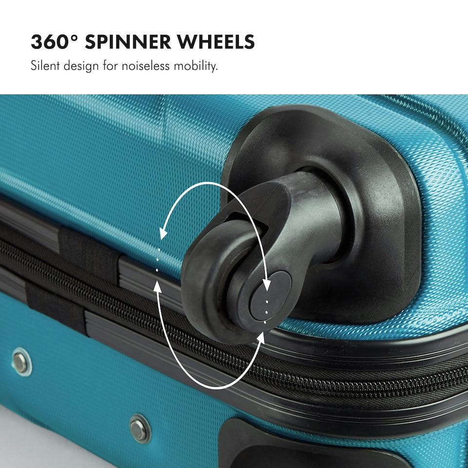 image 1 of VonHaus Teal Carry On Suitcase with 4 Spinner Wheels
