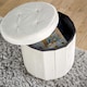image 3 of Round Ottoman Storage Box Seat Foot Stool Suitable for All Rooms Home | Cream | Beige