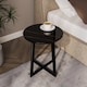 image 2 of Round MDF Coffee Side End Table with Steel Frame Legs Marble Look Living Room | Black | Black Marble | 1