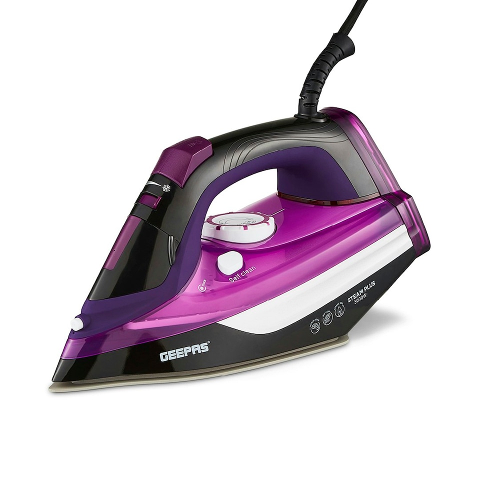 image 1 of GEEPAS Steam Iron | Clothes Dry & Steam Press, 3000W Purple