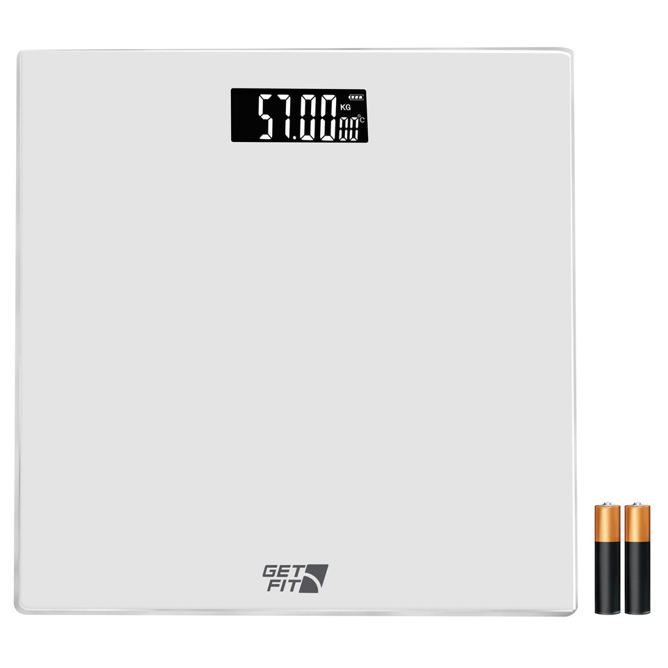 image 1 of Get Fit Bathroom Scales - Monitor Weight Loss - Digital Weighing Scale with High Precision Strain Gauge Sensor, LCD Display & Automatic On/Off - White