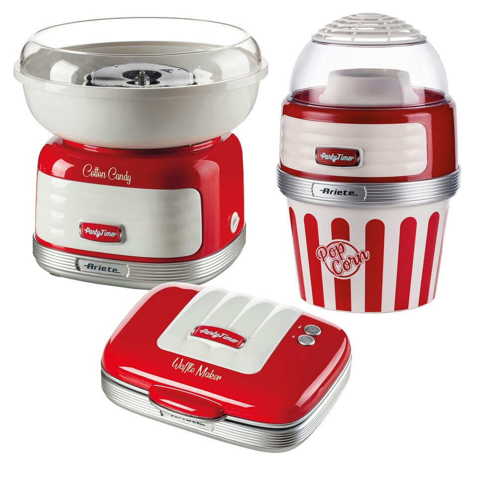 image 1 of Ariete ARPK43 Retro Style Candy Floss Maker, Popcorn Maker and Waffle Maker Set