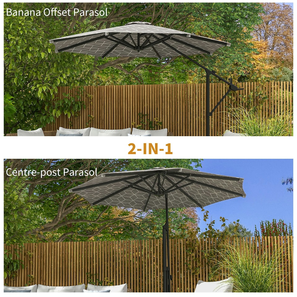 image 1 of Outsunny 2-in-1 Cantilever Parasol and Parasol with 360 Rotation