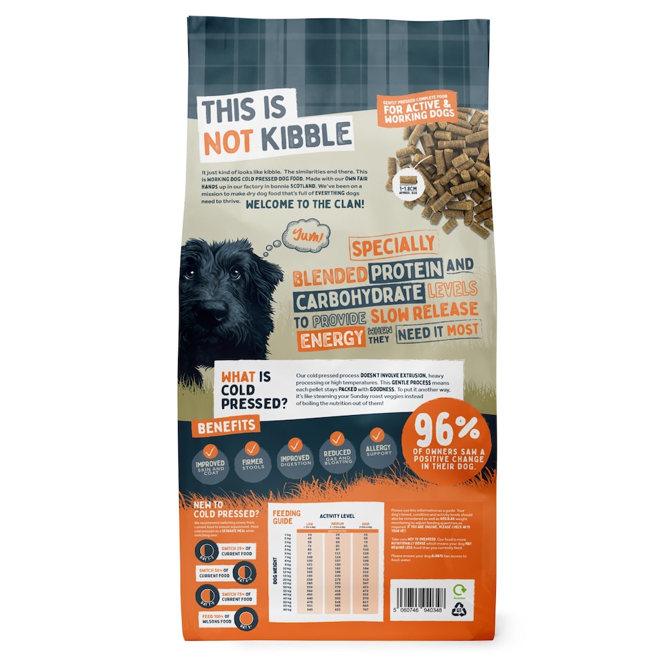 image 1 of Wilsons Chicken Cold Pressed Working Dog Food Natural High Energy Complete Diet - 15kg bag