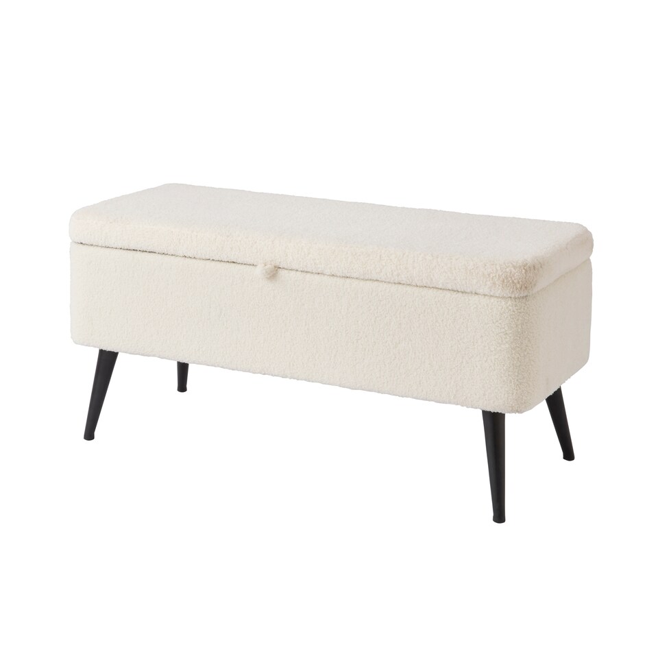image 1 of Lola Boucle Teddy Ottoman Storage Bench | Cream | Cream