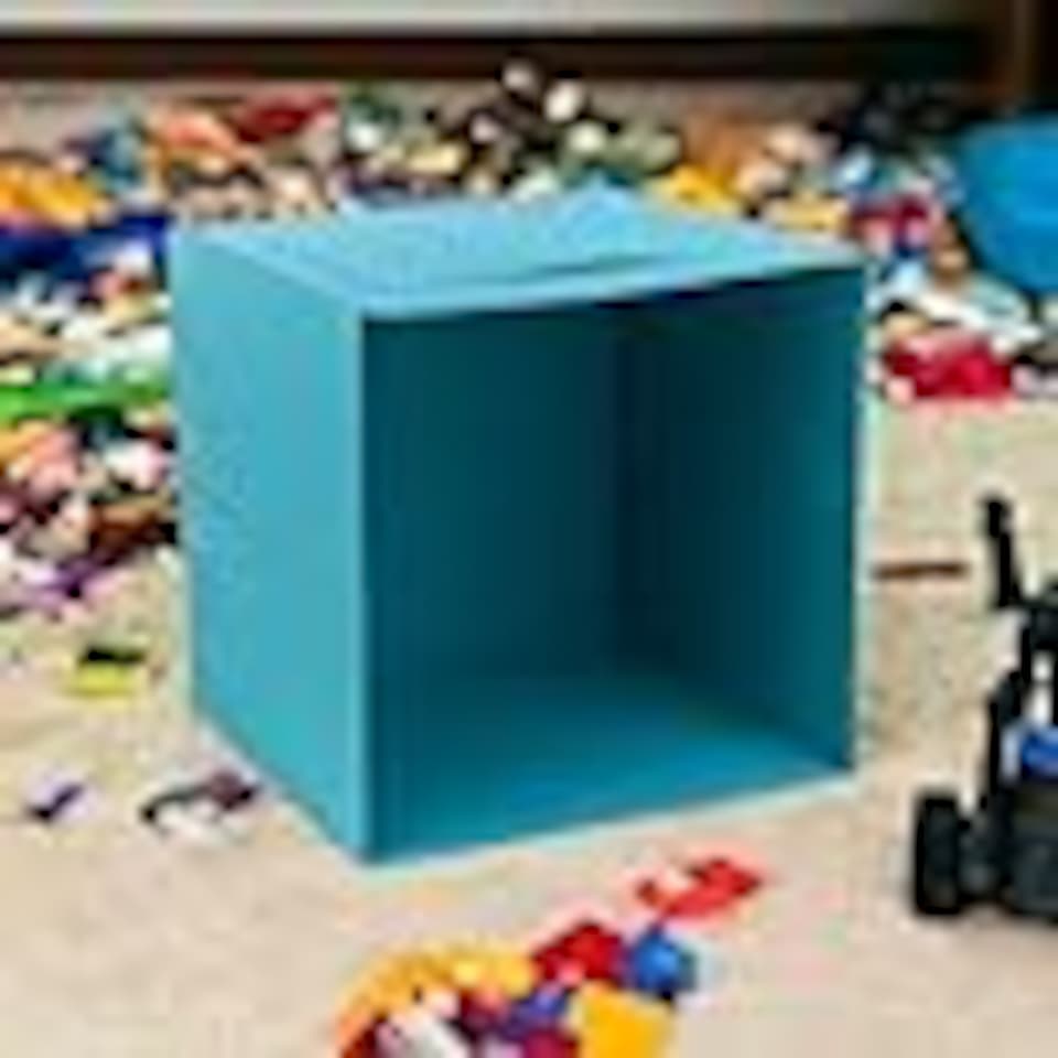 image 1 of 4 Pcs Foldable Fabric Cube Storage Boxes Collapsible Folding Box | Blue | Storm Blue | 4