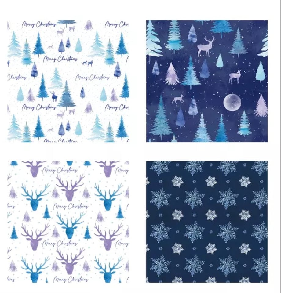 image 1 of 4 x 4m Midnight Forest Christmas Wrapping Paper | Blue