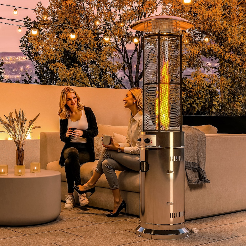 image 1 of Outsunny 11 KW Patio Heater, Propane Heater with Tip-Over Switch, Silver | Silver | Silver