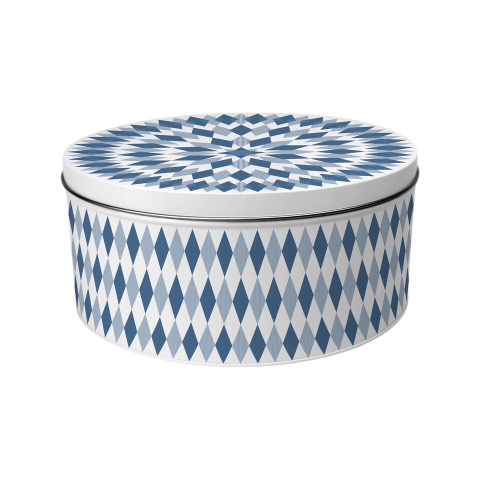 image 1 of Blue Argyle Pattern Round Cake Tin Set