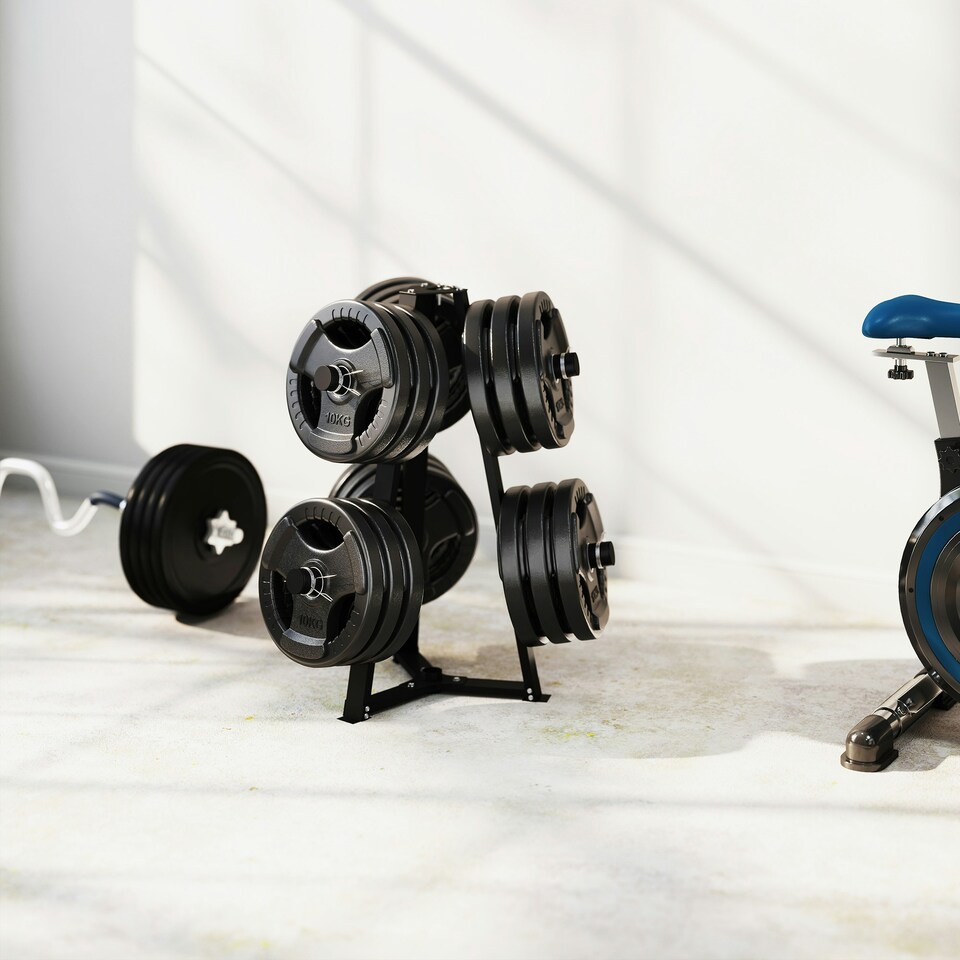 image 1 of SPORTNOW Weight Plate Storage Rack with 6 Fasten Clamps, Max Load 300kg