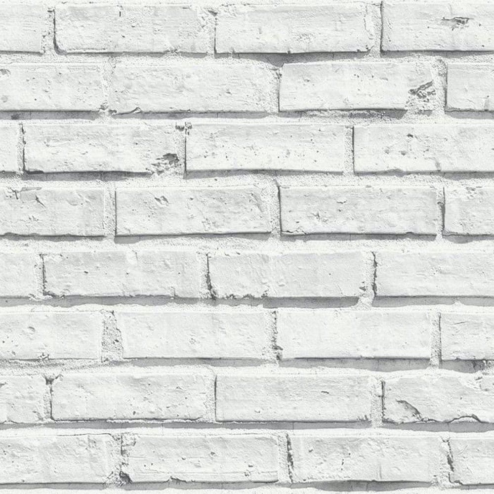 Arthouse Brick Wallpaper - White - 32.8ft x 20.5in White