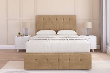 Sloomy Cambridge Latte Dumfries Divan Bed Base 2 Drawers Right Side With 26 Inch Strutted Headboard & 12 Inch Matching Footboard | Brown | Latte | Single | 1