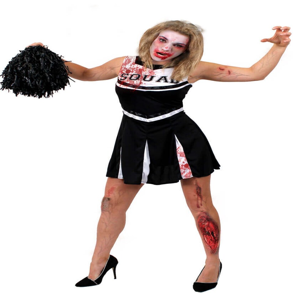 image 1 of Black Zombie Cheerleader Costume Black | M