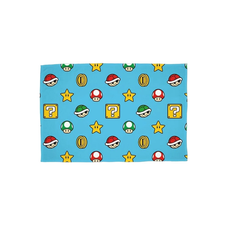 image 1 of Super Mario Continue Rotary Fleece Blanket - Blue/Multicoloured - 150cm x 100cm