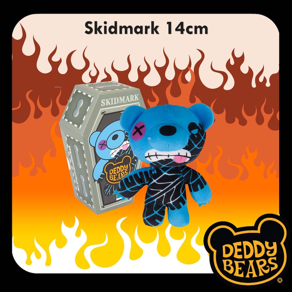 image 1 of vfm-estore Deddy Bears Skidmark Soft Toy 14cm x 15cm x 8cm - Blue Plush