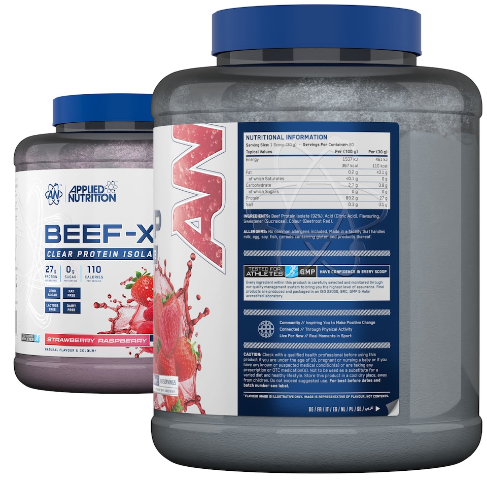 image 1 of Applied Nutrition Beef-XP Clear Protein Isolate Powder - Strawberry Raspberry - 60 Servings