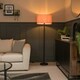 image 2 of ValueLights Charlie Black Floor Lamp with Pink Shade | Black