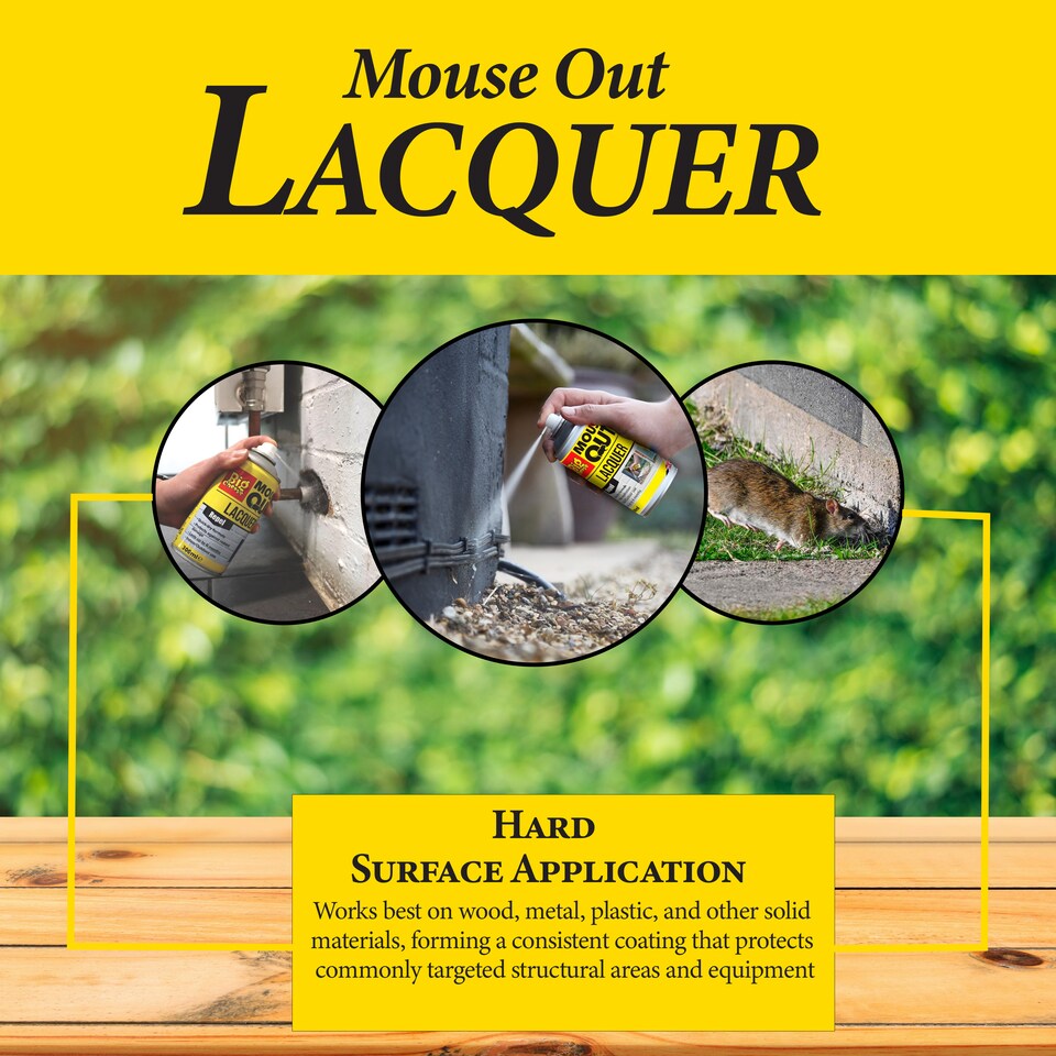 image 1 of The Big Cheese Mouse Out Lacquer 300ml Aerosol Quick Dry Rodent Repellent Protective Spray