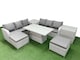 image 1 of Fimous Outdoor Garden Furniture Sets 8 Seater Wicker Rattan Furniture Sofa Sets with Adjustable Lifting Dining or Coffee Table high Back Lounge Sofa 2 Big Footstool 2 Side Table Light Grey