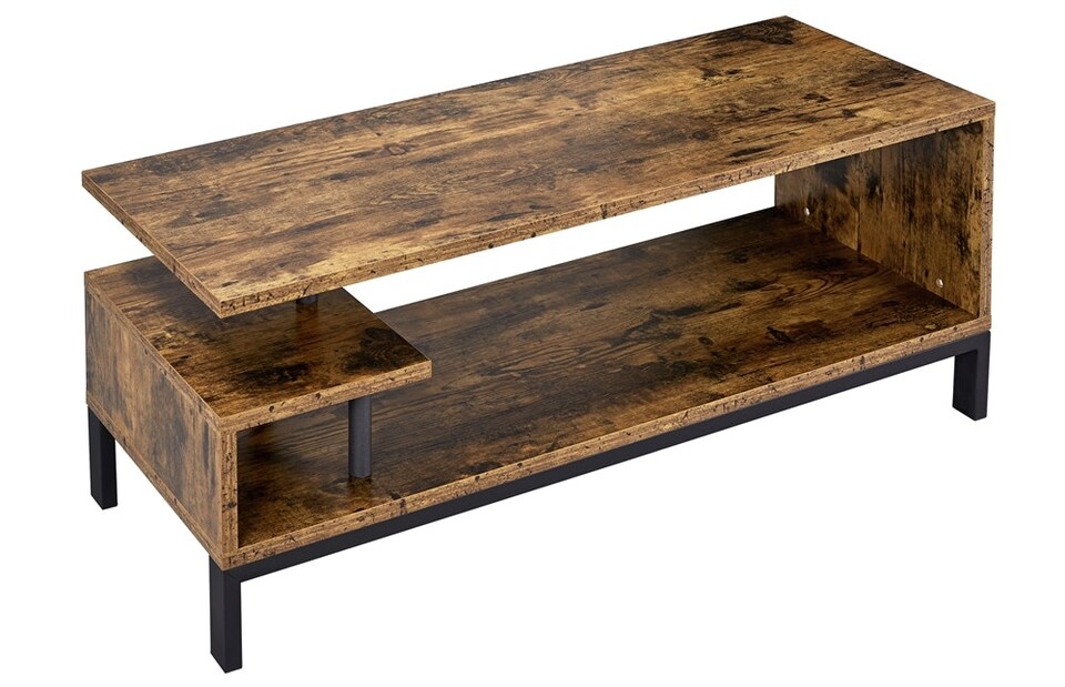 image 1 of Yaheetech Free Standing TV Table with Metal Supports Storage Shelf