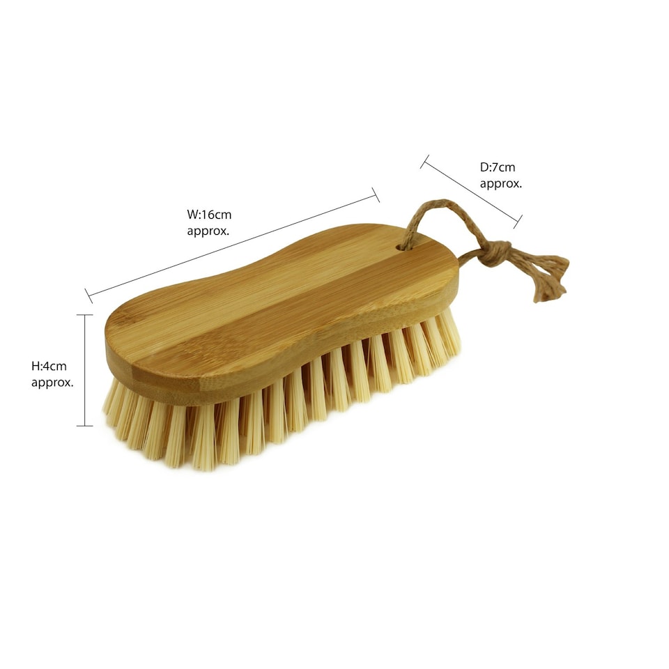 image 1 of JVL Bamboo Cleaning Essentials, Scrubbing Round Dish Brush, One Size Brown