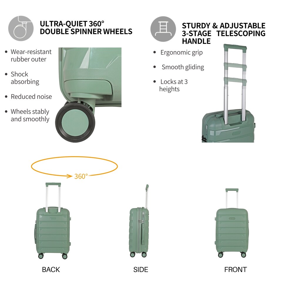 image 1 of Lightweight Luggage Set of 3 – Combination for Every Journey | SB Charging Port, Dual Spinner Wheels, TSA Lock, Shock-Resistant PP Hard Shell
