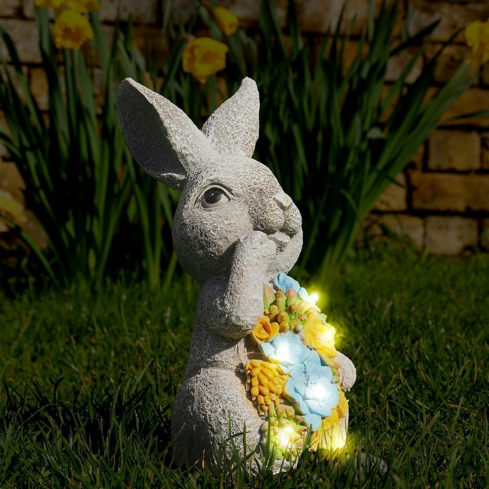 image 1 of Pack of 1 Solar Bunny Garden Ornament Grey | One Size