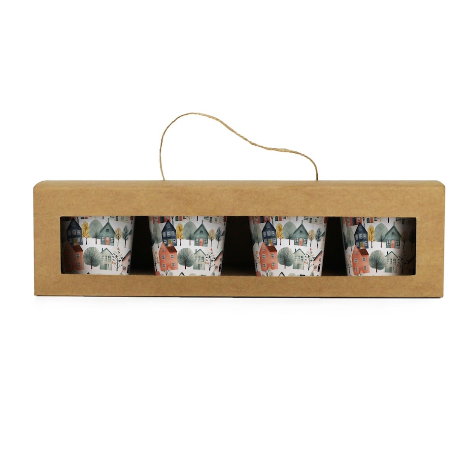image 1 of Colourful Houses Ceramic Egg Cups - Set of 4