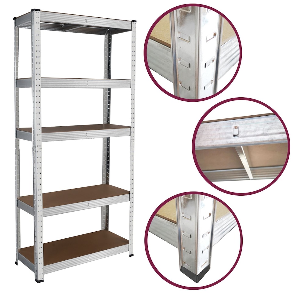 image 1 of House of Home Garage Racking 5 Tier Shelving Unit Boltless Heavy Duty Metal Shelf Shed Storage Silver