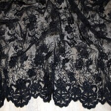 Black Heavy Guipure Lace Fabric for Bridal, Dressmaking, 137cm / 53" Wide - per metre