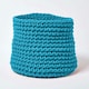 image 1 of Homescapes Teal Blue Cotton Knitted Round Storage Basket - 42 x 37cm | Blue | L