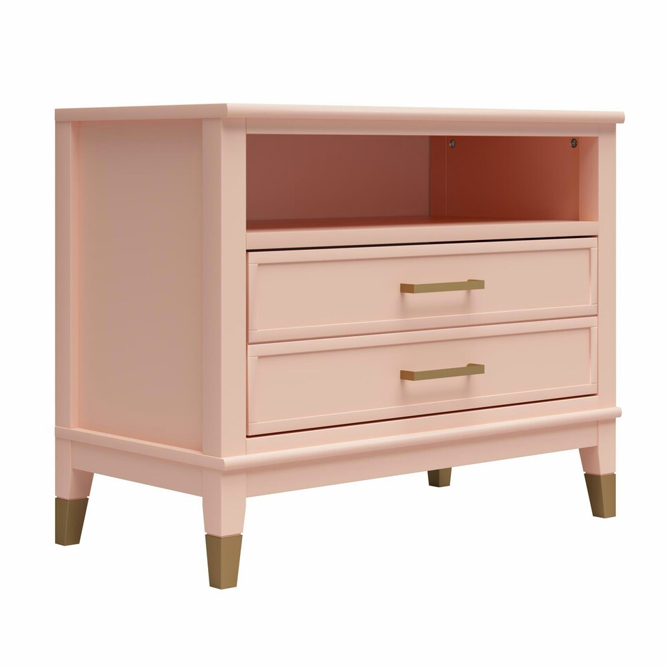 image 1 of Westerleigh Wide Nightstand Pale Pink Red | Red