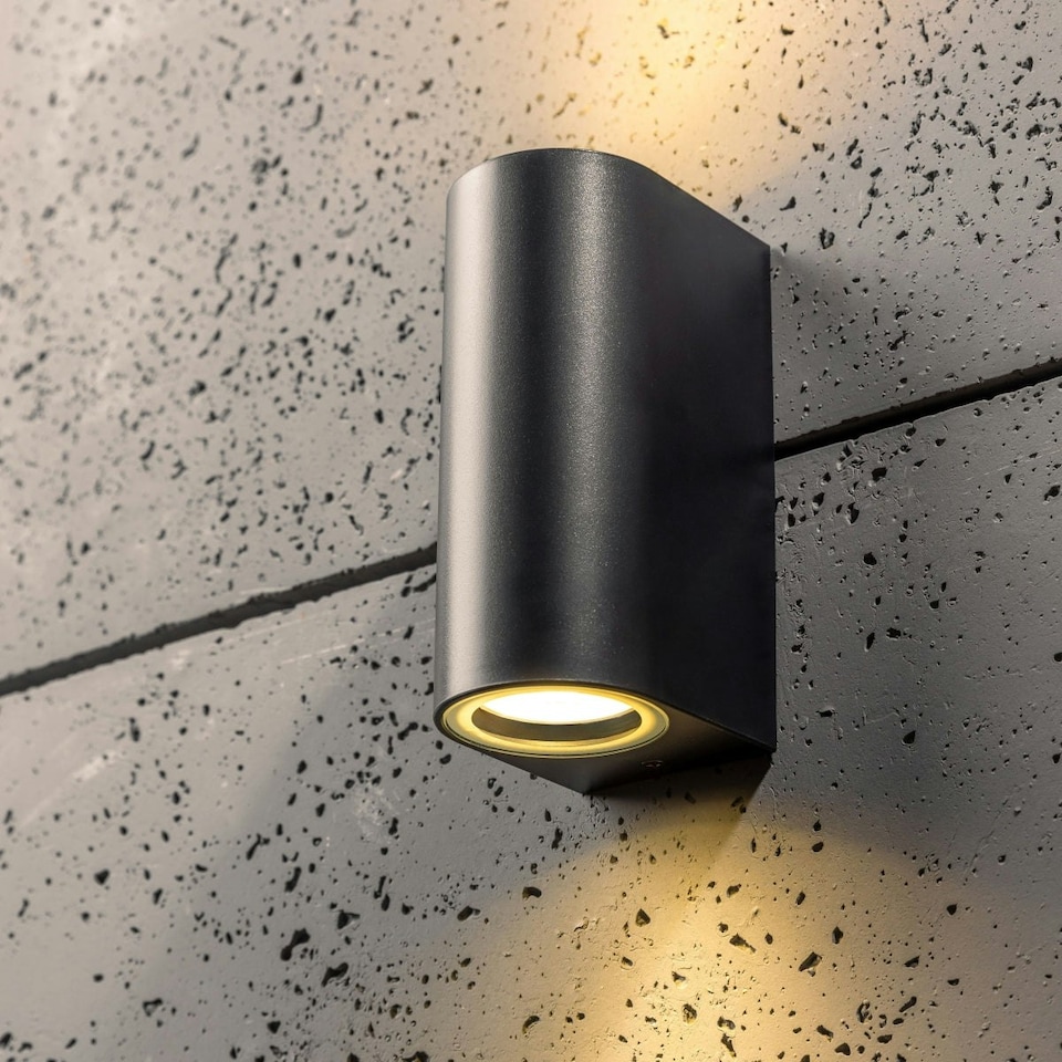 image 1 of CGC EILEEN Black Outdoor Curved Double Spotlight Wall Light Black