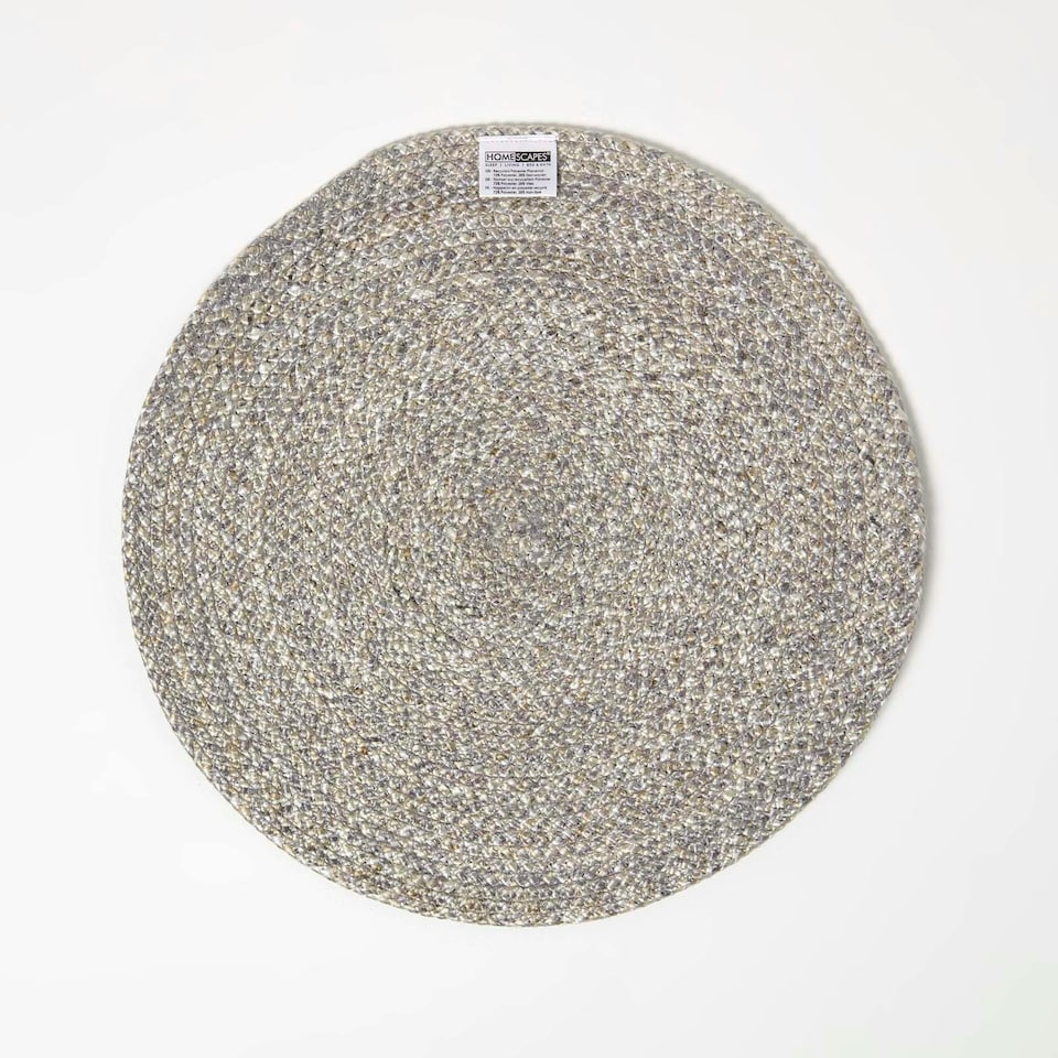 image 1 of Homescapes Silver Handwoven Round Placemats Set of 4 | Grey | 4