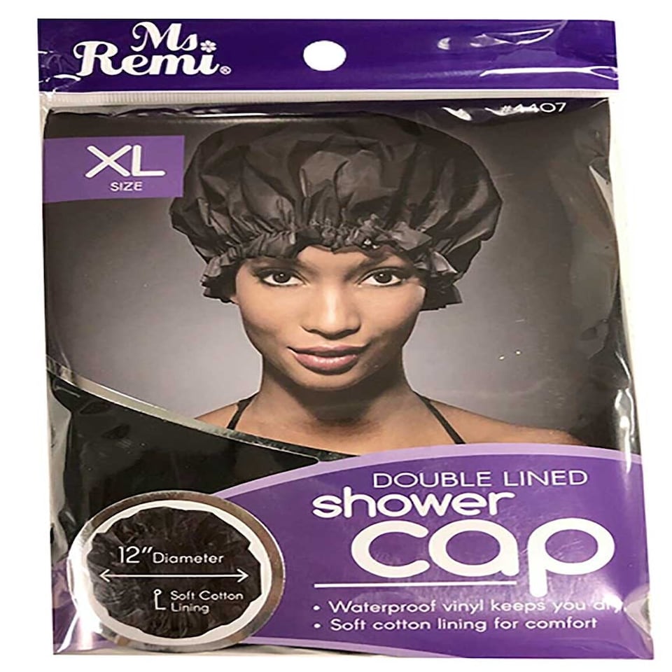 image 1 of Annie Ms. Remi Deluxe Double Lined Shower Cap XL Black 4407 X Large / Black Black