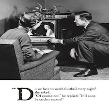 On The Ceiling, Funny Birthday Card "Do We Have To Watch Football Every Night?", Happy Birthday Card for Him, Generic Birthday Card