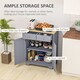 image 3 of HOMCOM Rubber Wood Top Kitchen Side Cabinet with Adjustable Shelf, Grey