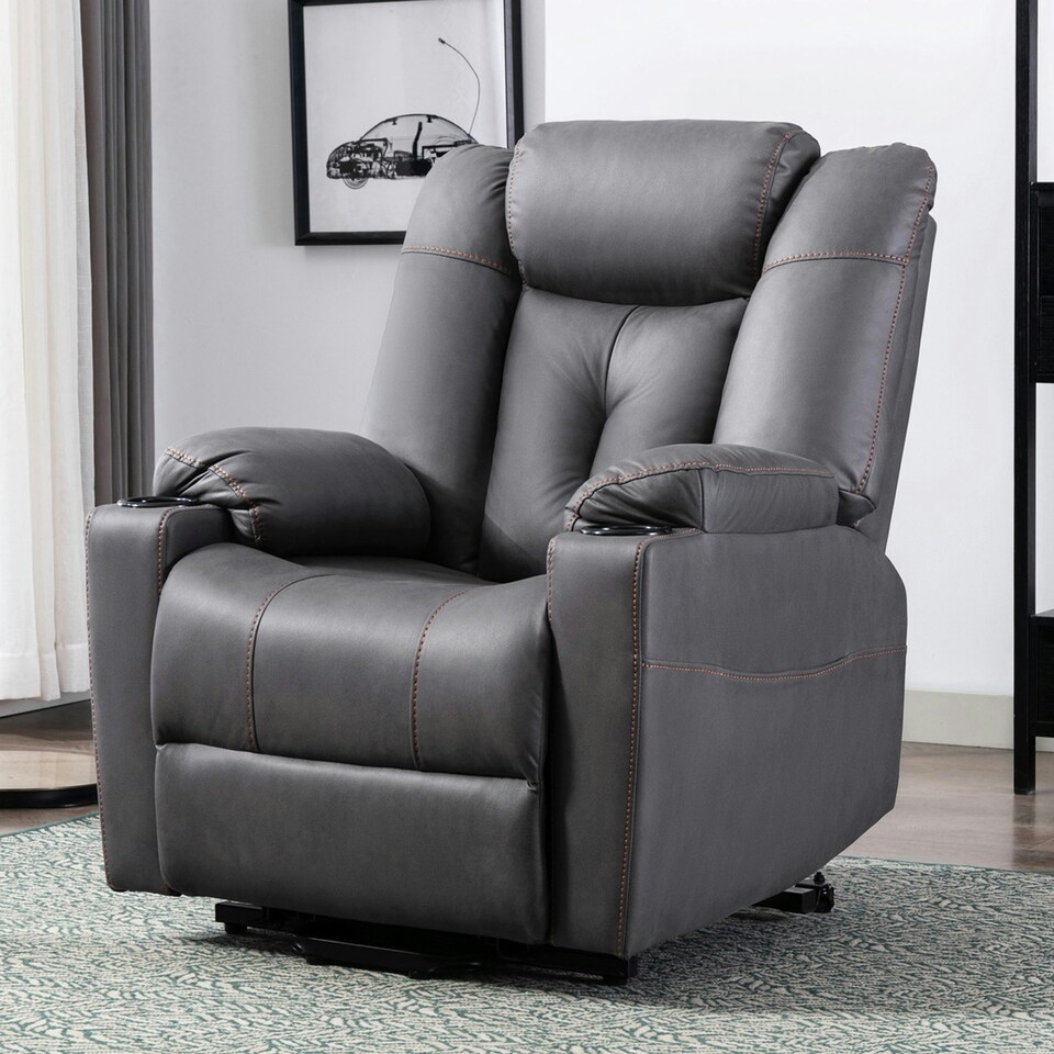 image 1 of Afton Technology Fabric Single Motor Rise Recliner Lift Mobility Chair (Charcoal)