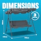 image 2 of 3 Seater Grey Garden Swing Chair Seat Hammock Swinging Metal Furniture