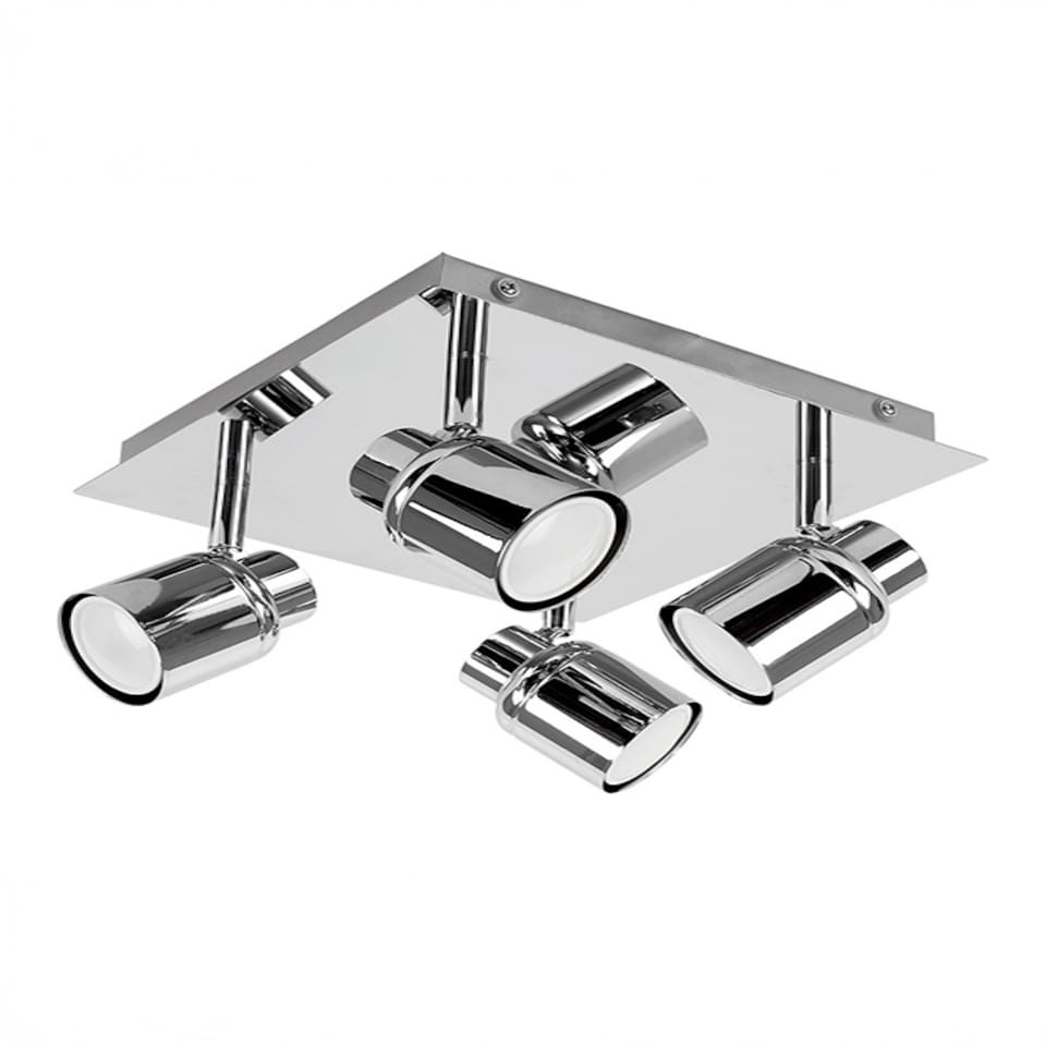 image 1 of ValueLights Benton Chrome IP44 Square Bathroom Ceiling Light & Bulb | Chrome